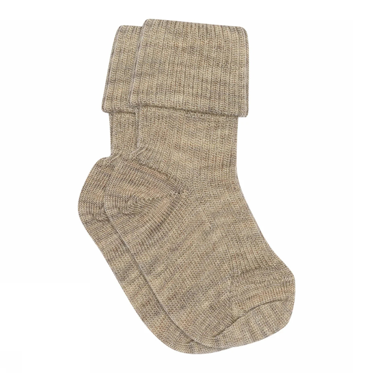 WOOL RIB BABY SOKJES - LIGHT BROWN MELANGE