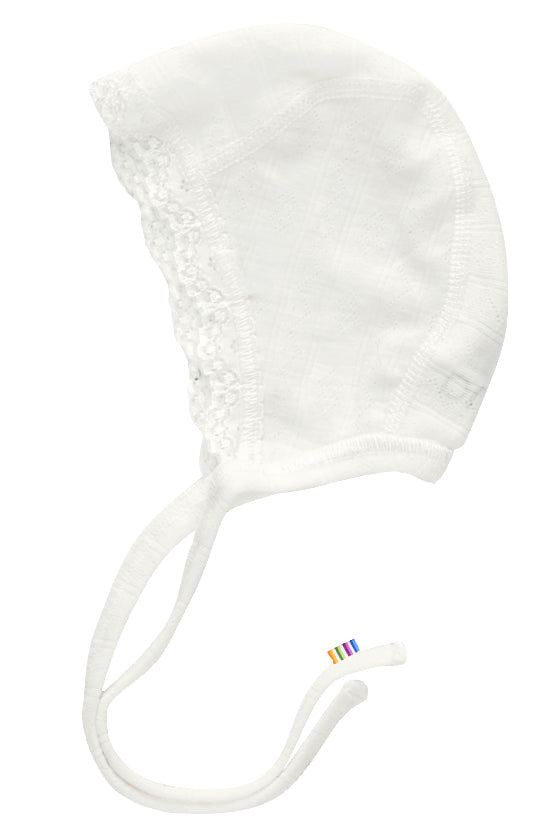 NEWBORN MUTSJE WOL/ZIJDEN AJOUR - OFF WHITE