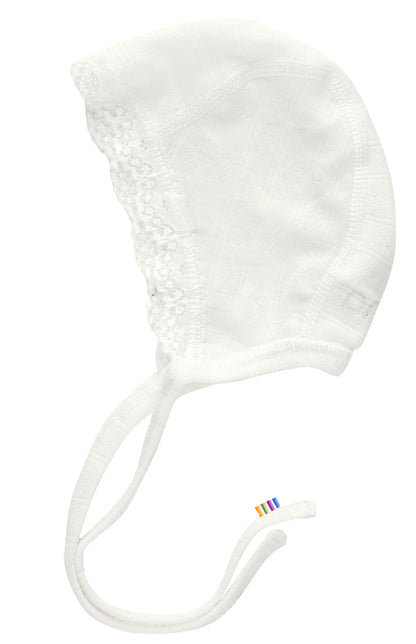NEWBORN MUTSJE WOL/ZIJDEN AJOUR - OFF WHITE