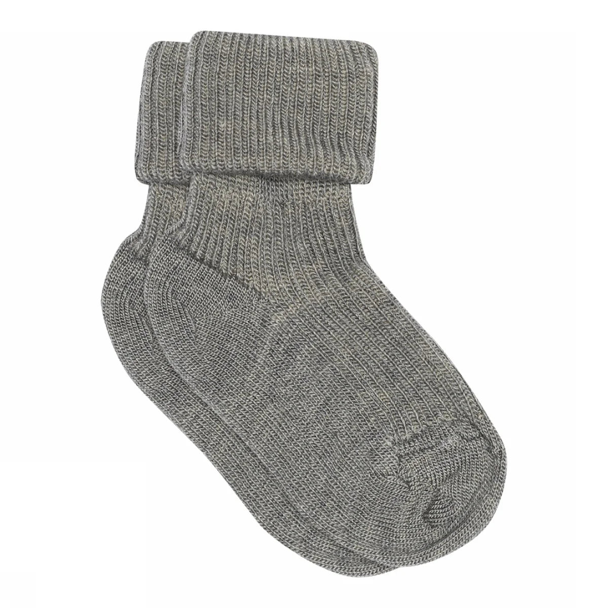 WOOL RIB BABY SOKJES - GREY MELANGE