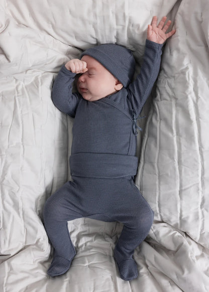 AIKO MUTSJE WOOL RIB NEWBORN - RAINSTORM